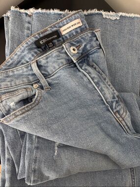 BCBGeneration High-Rise Wide Leg Jeans - Light Wash Blue